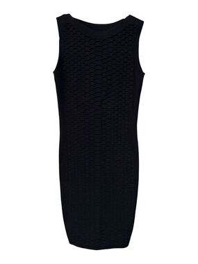 Karen Millen Black Textured Sleeveless Midi Bodycon Dress